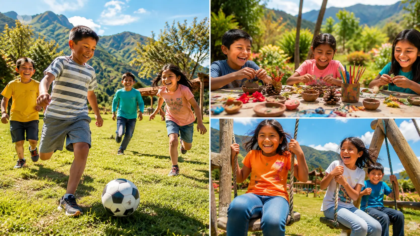 Niños ecuatorianos disfrutando actividades al aire libre durante vacaciones escolares