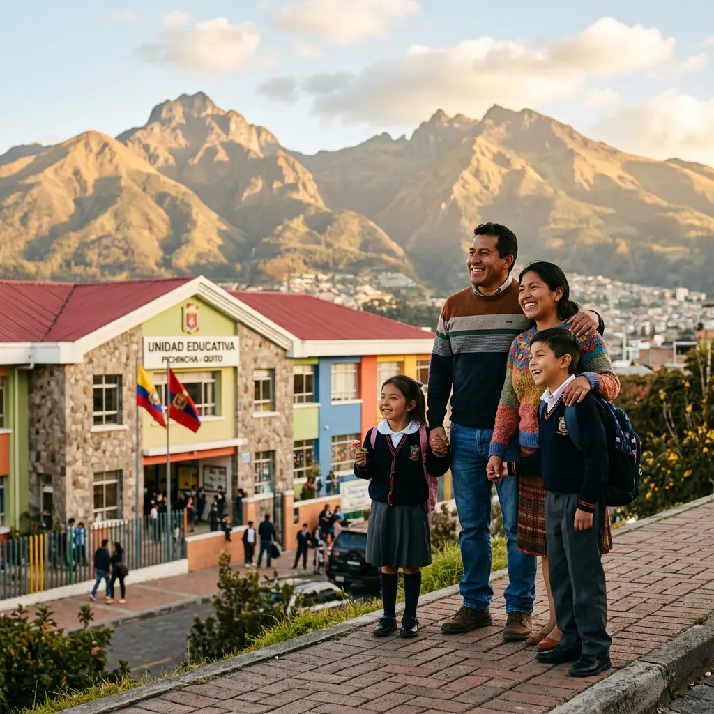 Familia ecuatoriana eligiendo escuela